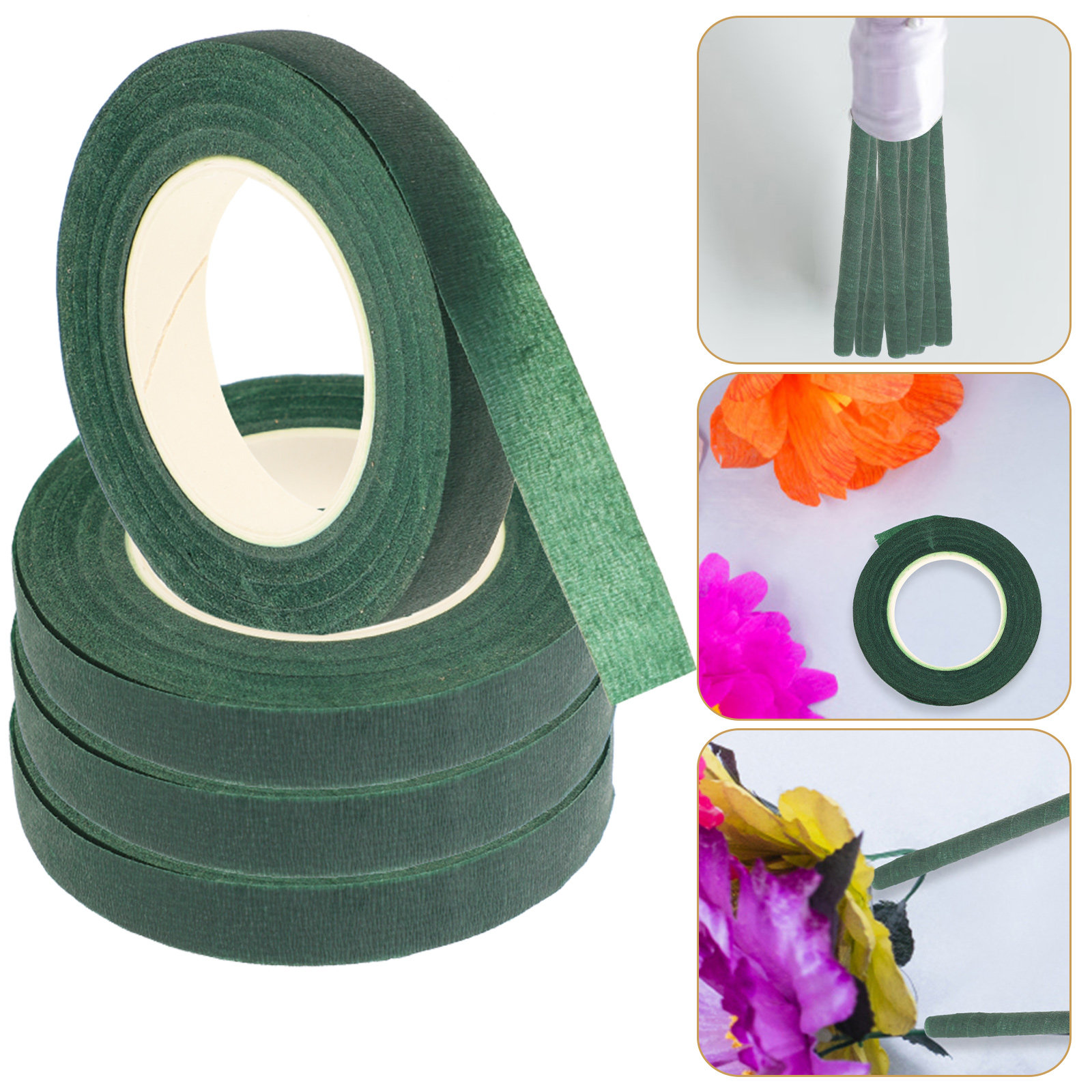 Florist Wreath Supply - 4 قطع من شريط الزهور الأخضر